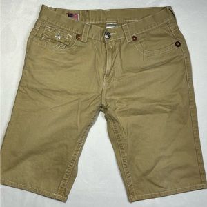 True Religion Joey Super T Men’s Shorts Tan Made in USA Sz 34